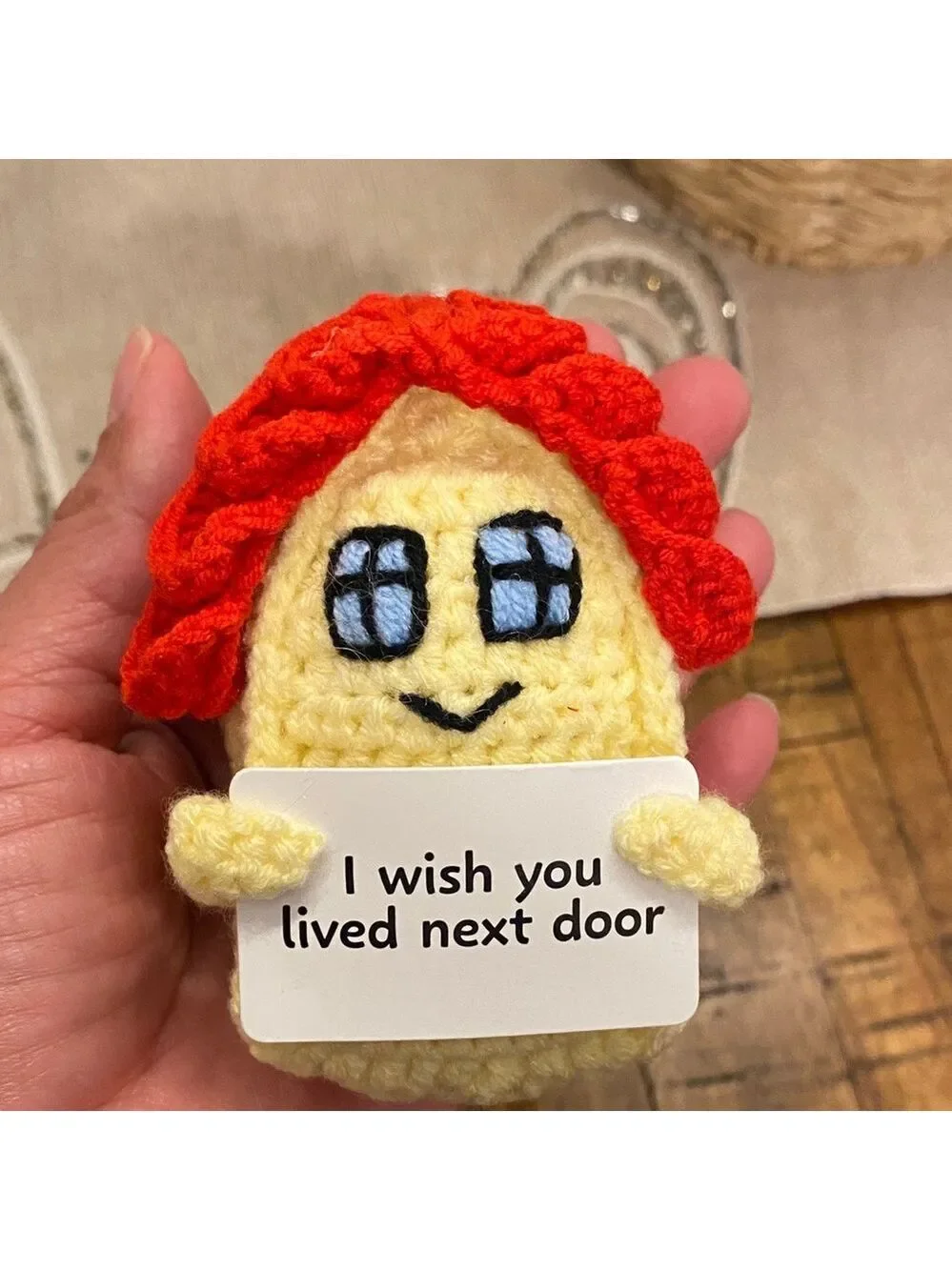 Crochet Pocket Hug Doll “I Wish You Lived Next Door” Friendship Gift